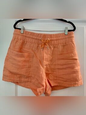 Athleta Coral Orange Drawstring Linen Shorts